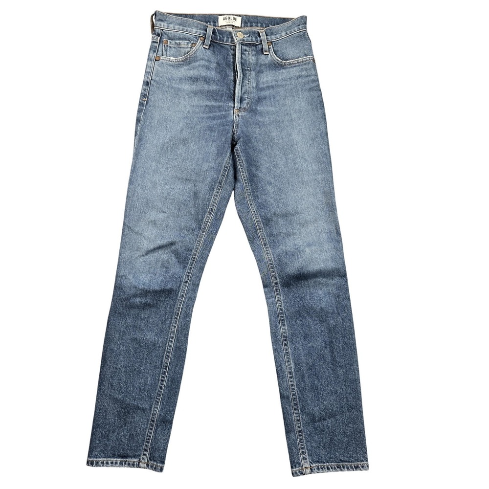 AGOLDE Nico Jeans Womens 25 Blue Medium Wash Denim Mid Rise Skinny Button Fly